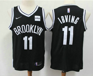 Men's Brooklyn Nets #11 Kyrie Irving Black 2019 Nike Swingman Stitched NBA Jersey With The Sponsor Logo