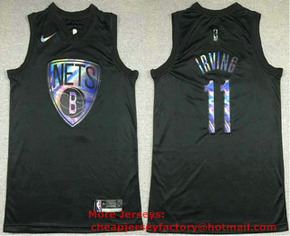 Men's Brooklyn Nets #11 Kyrie Irving Black Iridescent 2021 Nike Swingman Stitched Jersey