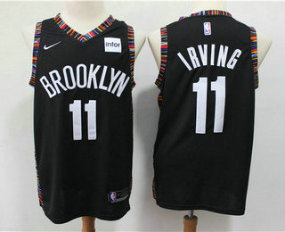 Men's Brooklyn Nets #11 Kyrie Irving Black Nike 2019 New Season Swingman City Edition Jersey With The Sponsor Logo
