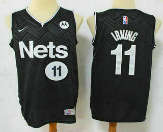 Men's Brooklyn Nets #11 Kyrie Irving Black Nike Swingman 2021 Earned Edition Stitched Jersey With Sponsor Logo