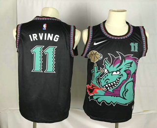 Men's Brooklyn Nets #11 Kyrie Irving Black With Green Dragon Nike Swingman Stitched NBA Jersey
