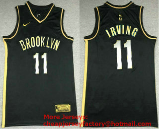 Men's Brooklyn Nets #11 Kyrie Irving NEW 2020 Black Golden Edition Nike Swingman Jersey