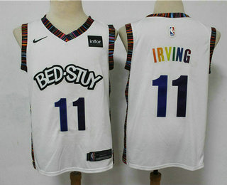 Men's Brooklyn Nets #11 Kyrie Irving NEW White Fashion Name 2020 City Edition Swingman Stitched NBA Jersey