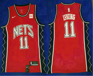 Men's Brooklyn Nets #11 Kyrie Irving Red Nike 2019 Swingman Throwback Jersey With The Sponsor Logo