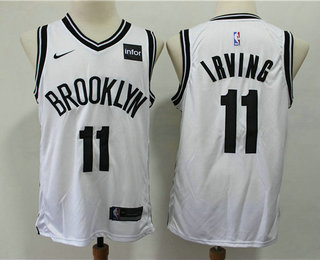 Men's Brooklyn Nets #11 Kyrie Irving White 2019 Nike Swingman Stitched NBA Jersey With The Sponsor Logo