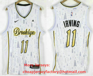 Men's Brooklyn Nets #11 Kyrie Irving White Christmas Swingman Stitched Nike NBA Jersey