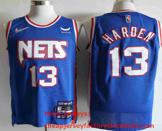 Men's Brooklyn Nets #13 James Harden 2022 Blue Diamond Swingman Stitched Jersey With NEW Sponsor