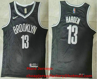 Men's Brooklyn Nets #13 James Harden 75th Anniversary Diamond Black 2021 Stitched Basketball Jersey