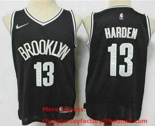 Men's Brooklyn Nets #13 James Harden Black 75th Anniversary Diamond 2021 Stitched Jersey