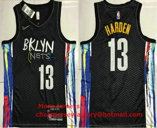 Men's Brooklyn Nets #13 James Harden NEW Black 2021 City Edition AU Stitched NBA Jersey