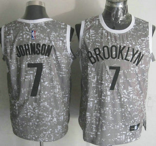 Men's Brooklyn Nets #7 Joe Johnson 2015 Gray City Lights Swingman Jersey