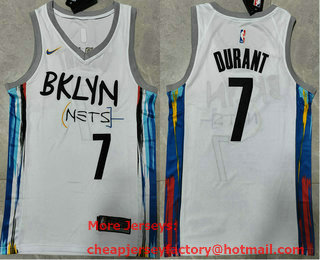 Men's Brooklyn Nets #7 Kevin Durant 2022 White City Edition Stitched Jersey