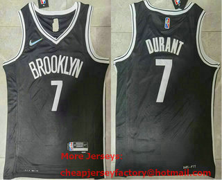 Men's Brooklyn Nets #7 Kevin Durant 75th Anniversary Diamond Black 2021 Stitched Basketball Jersey