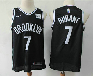 Men's Brooklyn Nets #7 Kevin Durant Black 2019 Nike Swingman Stitched NBA Jersey With The Sponsor Logo