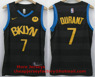 Men's Brooklyn Nets #7 Kevin Durant Black 2021 Nike Swingman Stitched NBA Fashion Jersey With NEW Sponsor Logo