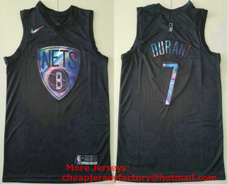 Men's Brooklyn Nets #7 Kevin Durant Black Iridescent 2021 Nike Swingman Stitched Jersey