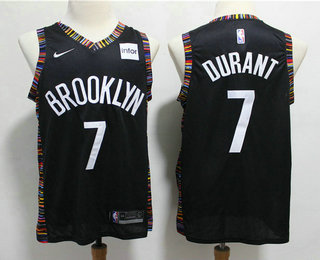 Men's Brooklyn Nets #7 Kevin Durant Black Nike 2019 New Season Swingman City Edition Jersey With The Sponsor Logo