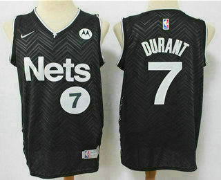 Men's Brooklyn Nets #7 Kevin Durant Black Nike Swingman 2021 Earned Edition Stitched Jersey With Sponsor Logo