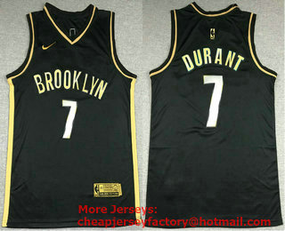 Men's Brooklyn Nets #7 Kevin Durant NEW 2020 Black Golden Edition Nike Swingman Jersey