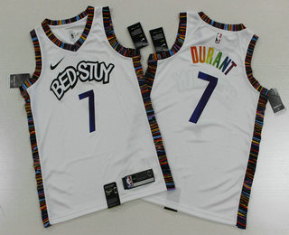 Men's Brooklyn Nets #7 Kevin Durant NEW White Fashion Name 2020 City Edition Swingman Printed NBA Jersey
