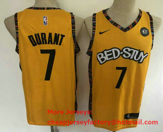 Men's Brooklyn Nets #7 Kevin Durant NEW Yellow 2021 City Edition NBA Swingman Jersey