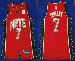 Men's Brooklyn Nets #7 Kevin Durant Red Nike 2019 Swingman Throwback Jersey With The Sponsor Logo