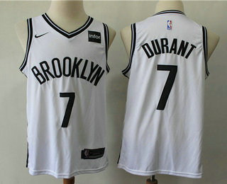 Men's Brooklyn Nets #7 Kevin Durant White 2019 Nike Swingman Stitched NBA Jersey With The Sponsor Logo
