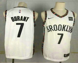 Men's Brooklyn Nets #7 Kevin Durant White Nike 2019 New Season Swingman City Edition Jersey