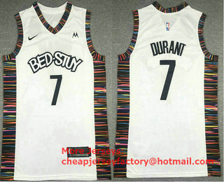 Men's Brooklyn Nets #7 Kevin Durant White Nike 2019 New Season Swingman City Edition Jersey With The NEW Sponsor Logo