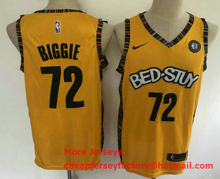 Men's Brooklyn Nets #72 Biggie NEW Yellow 2021 City Edition NBA Swingman Jersey