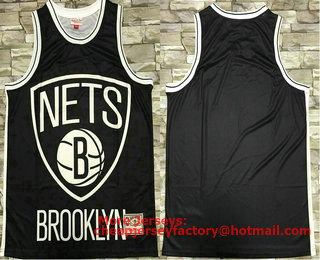 Men's Brooklyn Nets Black Big Face Mitchell Ness Hardwood Classics Soul Swingman Throwback Jersey
