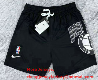 Men's Brooklyn Nets Black Big LOGO Stitched Swingman Nike Shorts