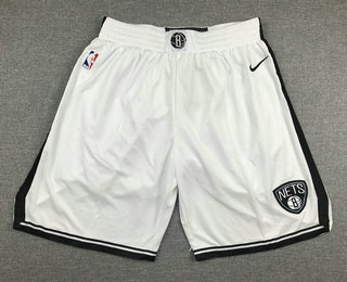 Men's Brooklyn Nets White 2019 Nike Swingman Stitched NBA Shorts