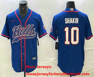 Men's Buffalo Bills #10 Khalil Shakir With Patch Cool Base Stitched Baseball Jersey