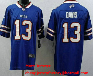 Men's Buffalo Bills #13 Gabriel Davis Limited Blue Vapor Jersey