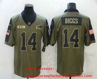 Men's Buffalo Bills #14 Stefon Diggs 2021 Olive Salute To Service Limited Stitched Jersey