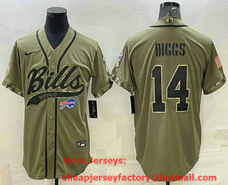 Men's Buffalo Bills #14 Stefon Diggs 2022 Olive Salute to Service Cool Base Stitched Baseball Jersey