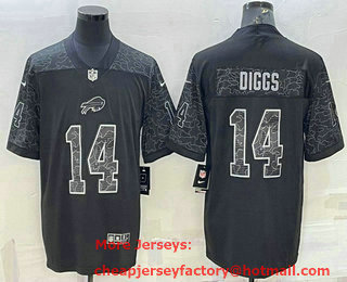 Men's Buffalo Bills #14 Stefon Diggs Black Reflective Limited Stitched Football Jersey
