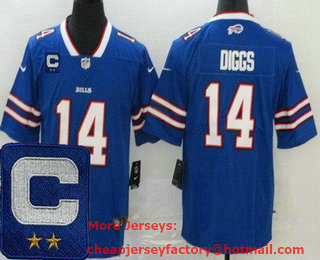 Men's Buffalo Bills #14 Stefon Diggs Limited Blue C Patch Vapor Jersey