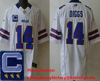Men's Buffalo Bills #14 Stefon Diggs Limited White C Patch FUSE Vapor Jersey