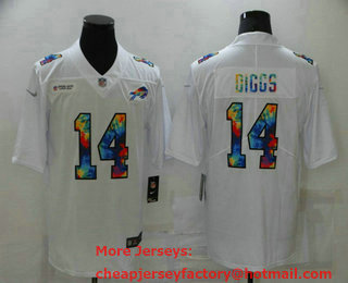 Men's Buffalo Bills #14 Stefon Diggs Multi Color White 2020 NFL Crucial Catch Vapor Untouchable Nike Limited Jersey