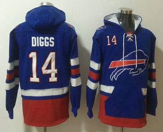 Men's Buffalo Bills #14 Stefon Diggs NEW Blue Pocket Stitched NFL Pullover Hoodie