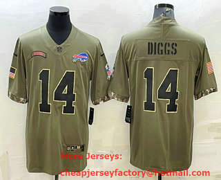 Men's Buffalo Bills #14 Stefon Diggs Olive 2022 Salute To Service Limited Stitched Jersey
