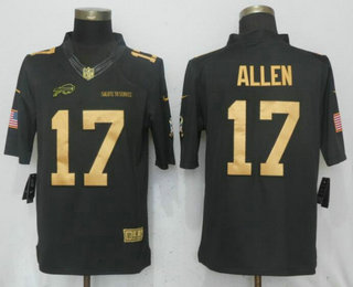 Men's Buffalo Bills #17 Josh Allen Anthracite Gold 2018 Salute To Service Stitched NFL Nike Limited Jersey