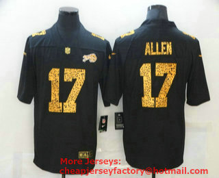 Men's Buffalo Bills #17 Josh Allen Black 2020 Nike Flocked Leopard Print Vapor Limited NFL Jersey