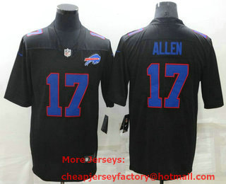 Men's Buffalo Bills #17 Josh Allen Black 2021 Shadow Vapor Untouchable Stitched Nike Limited Jersey