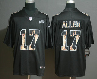 Men's Buffalo Bills #17 Josh Allen Black Statue Of Liberty Stitched NFL Nike Limited Jersey