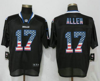 Men's Buffalo Bills #17 Josh Allen Black USA Flag Fashion Stitched NFL Nike Elite Jersey