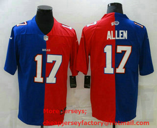 Men's Buffalo Bills #17 Josh Allen Blue Red Two Tone 2021 Vapor Untouchable Stitched NFL Nike Limited Jersey