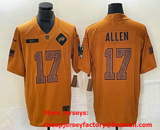 Men's Buffalo Bills #17 Josh Allen Brown 2023 Salute To Service Limited Stitched Jersey